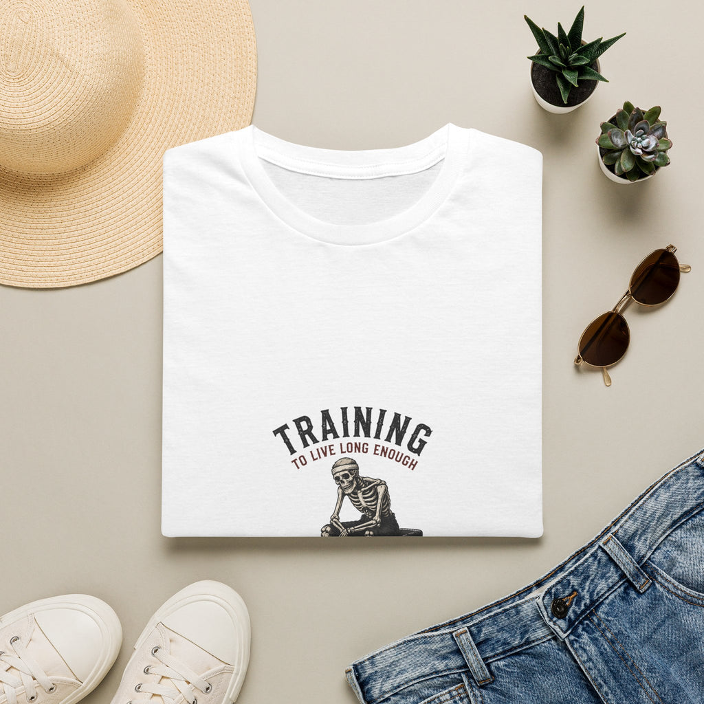 Training To Live Long Enough To Lift More — Funny Skeleton Gym T-Shirt