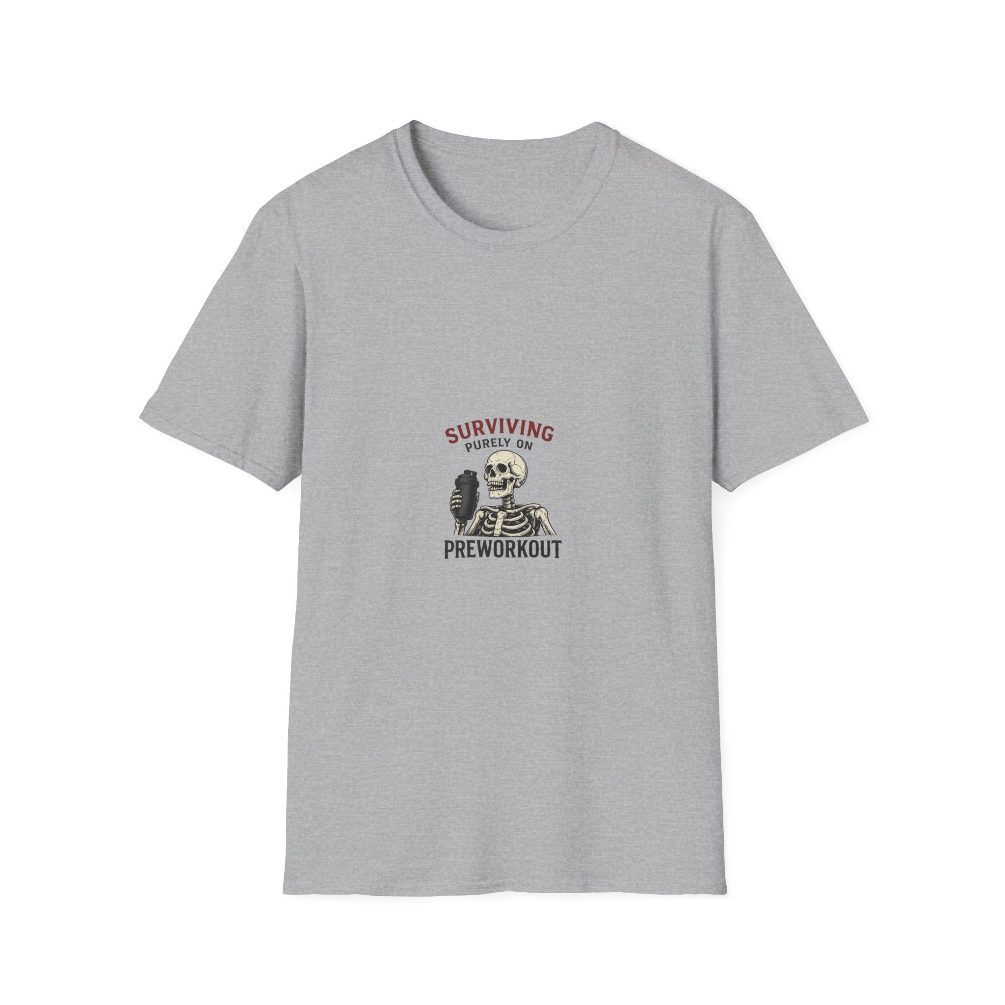 Surviving Purely On Pre-Workout — Funny Skeleton Gym T-Shirt