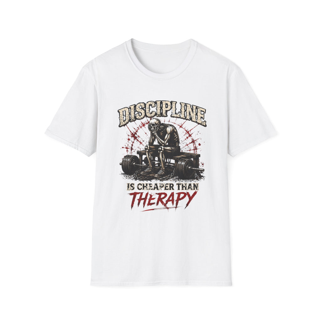 Discipline Is Cheaper Than Therapy — Skeleton Gym T-Shirt