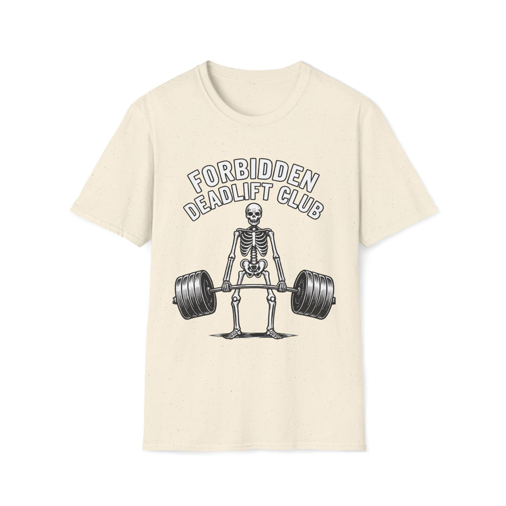Forbidden Deadlift Club — Funny Skeleton Weightlifting T-Shirt