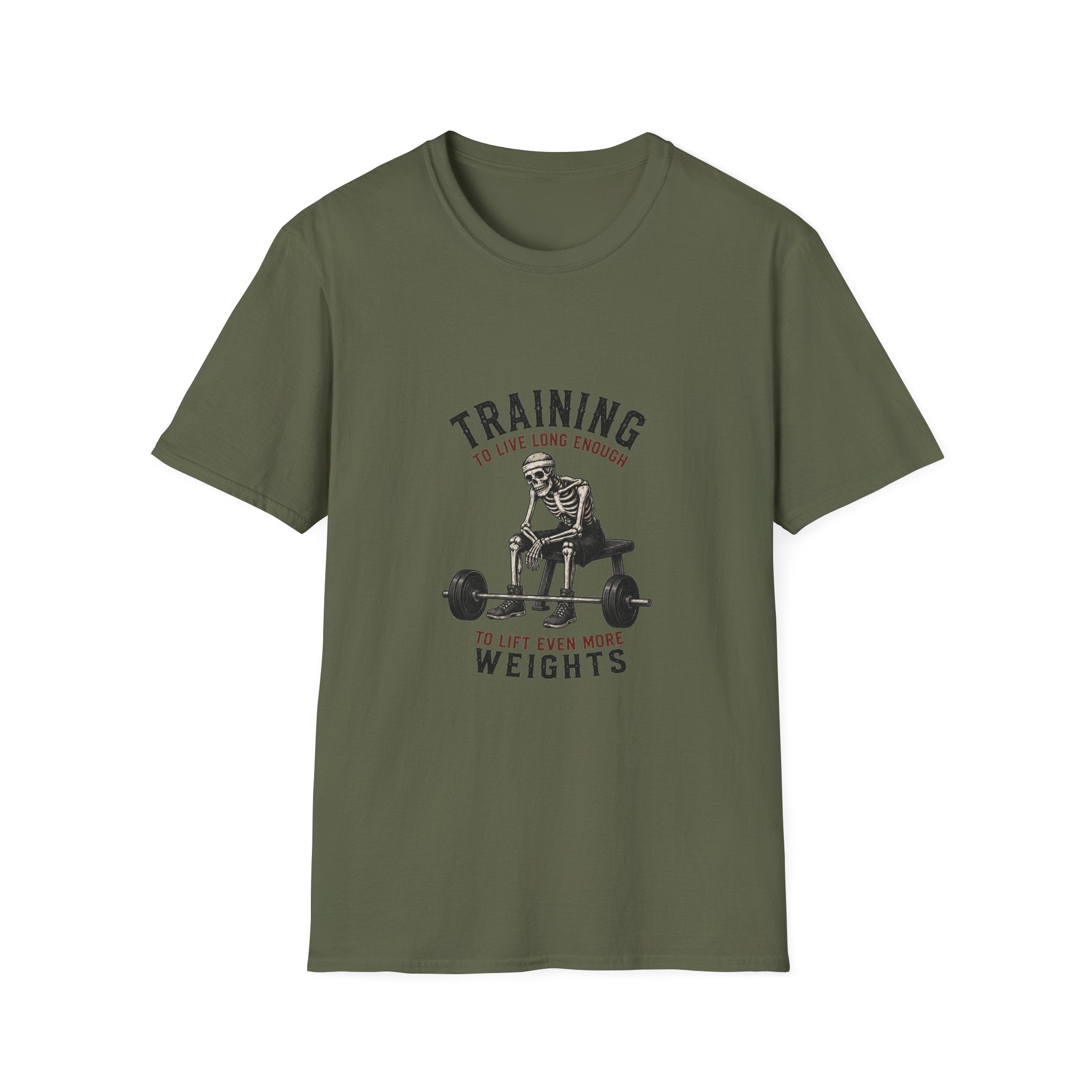 Training To Live Long Enough To Lift More Funny Skeleton Gym T-Shirt