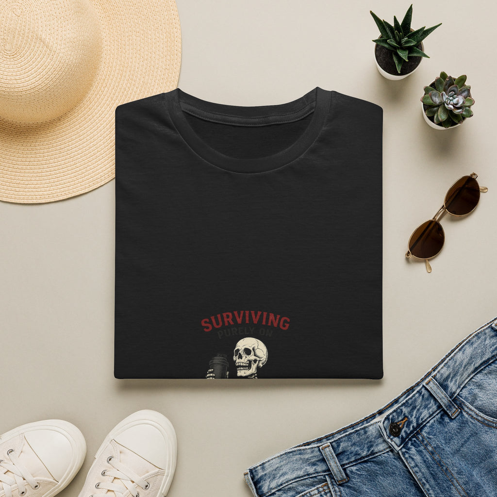 Surviving Purely On Pre-Workout — Funny Skeleton Gym T-Shirt
