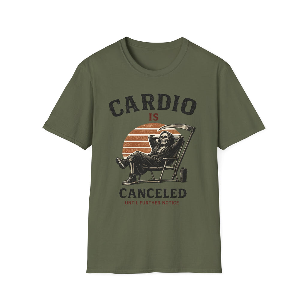 Cardio Is Canceled — Funny Grim Reaper Gym T-Shirt