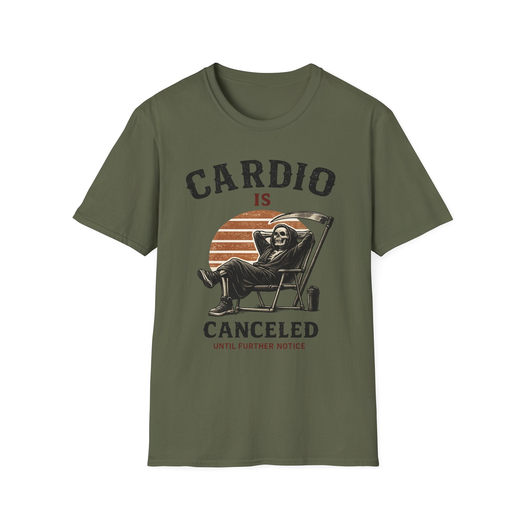 Cardio Is Canceled — Funny Grim Reaper Gym T-Shirt