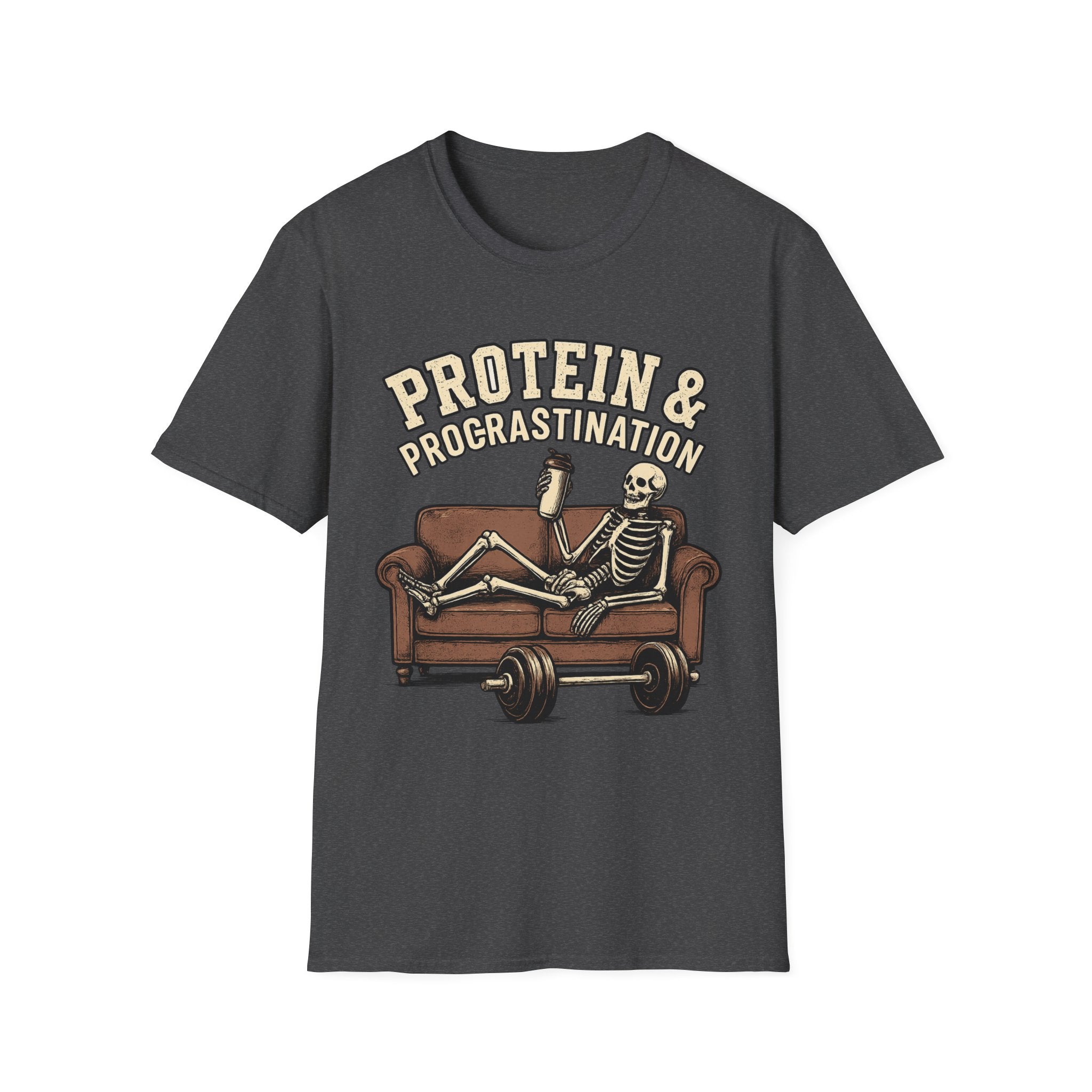 Protein & Procrastination — Funny Skeleton Gym T-Shirt