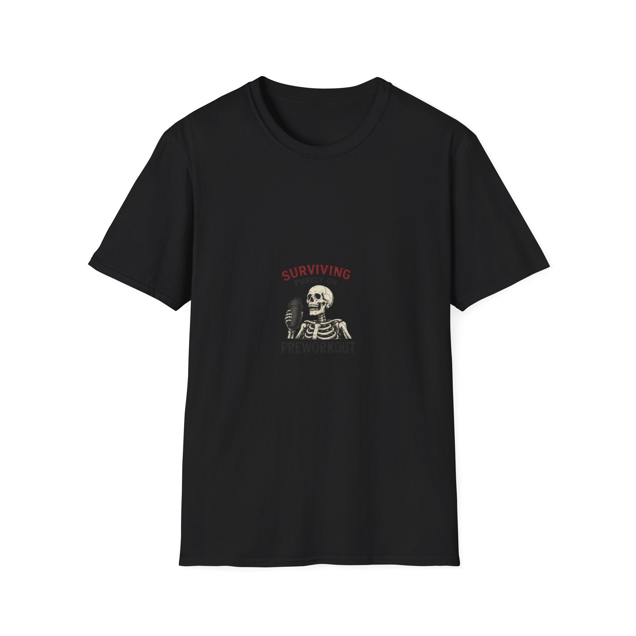 Surviving Purely On Pre-Workout — Funny Skeleton Gym T-Shirt