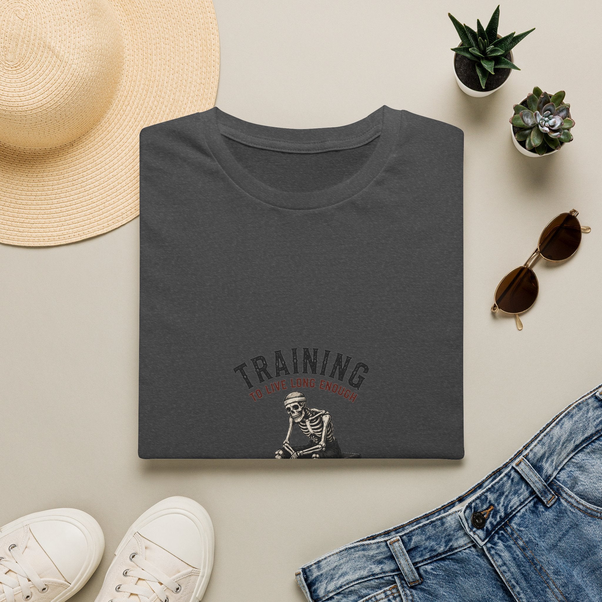 Training To Live Long Enough To Lift More — Funny Skeleton Gym T-Shirt