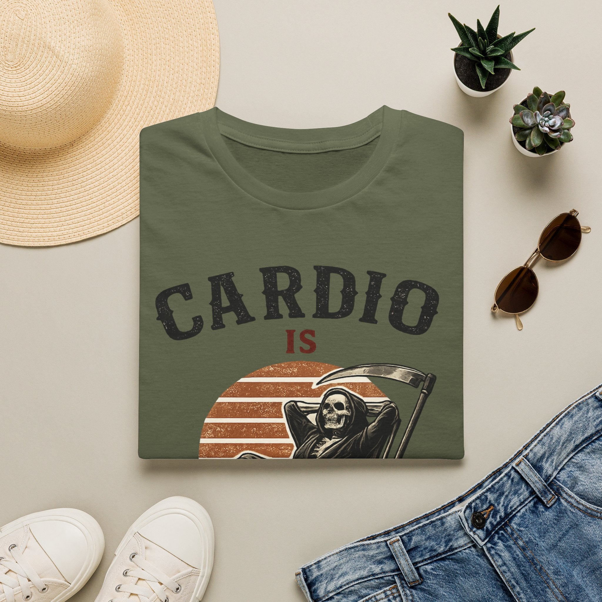 Cardio Is Canceled — Funny Grim Reaper Gym T-Shirt