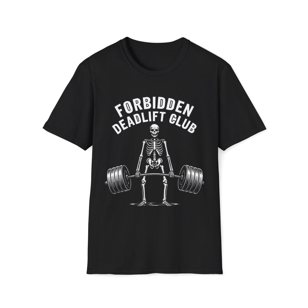 Forbidden Deadlift Club — Funny Skeleton Weightlifting T-Shirt
