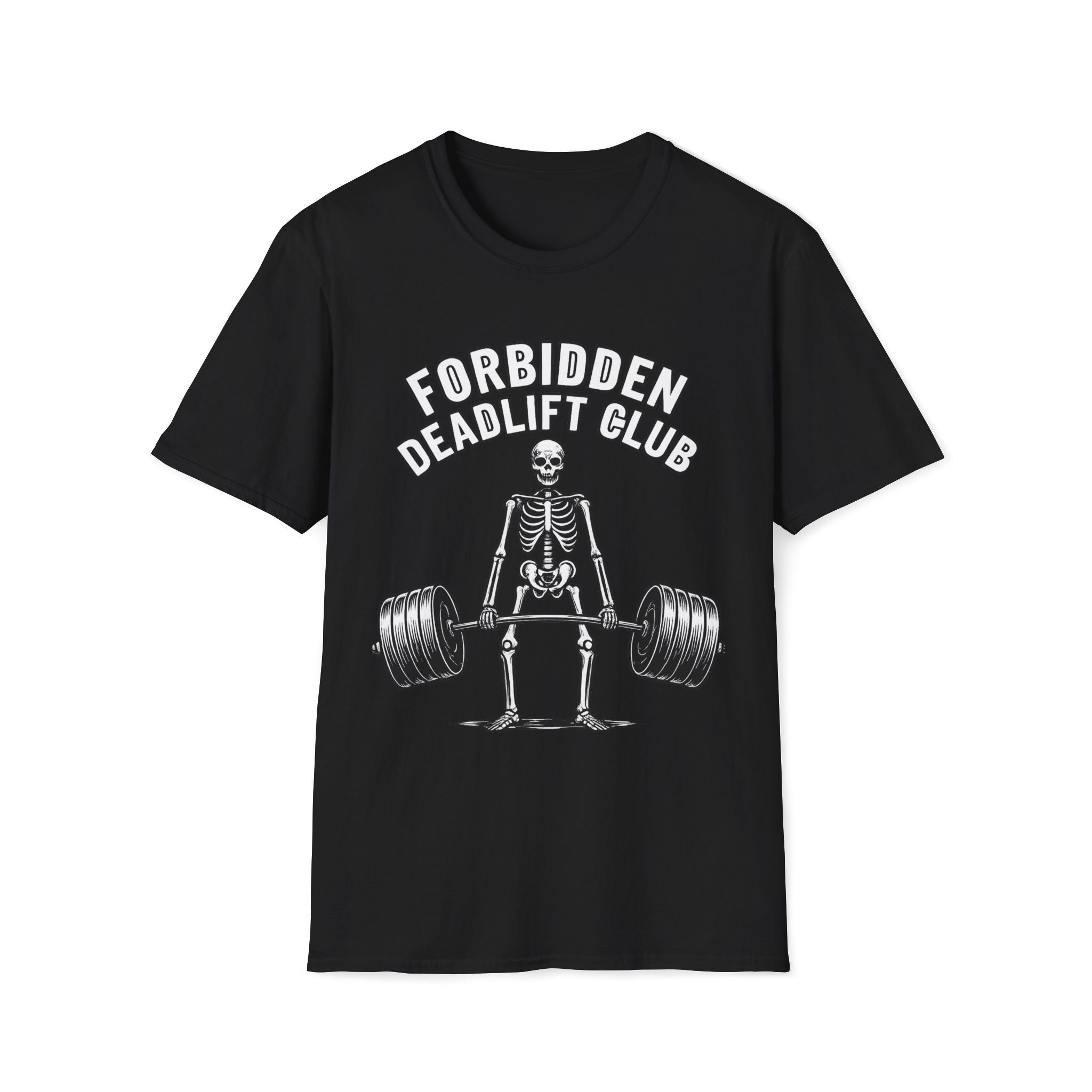 Forbidden Deadlift Club — Funny Skeleton Weightlifting T-Shirt