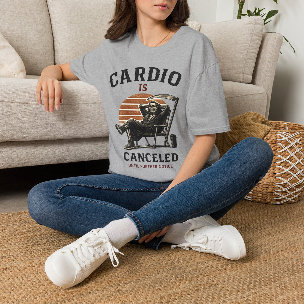 Cardio Is Canceled — Funny Grim Reaper Gym T-Shirt