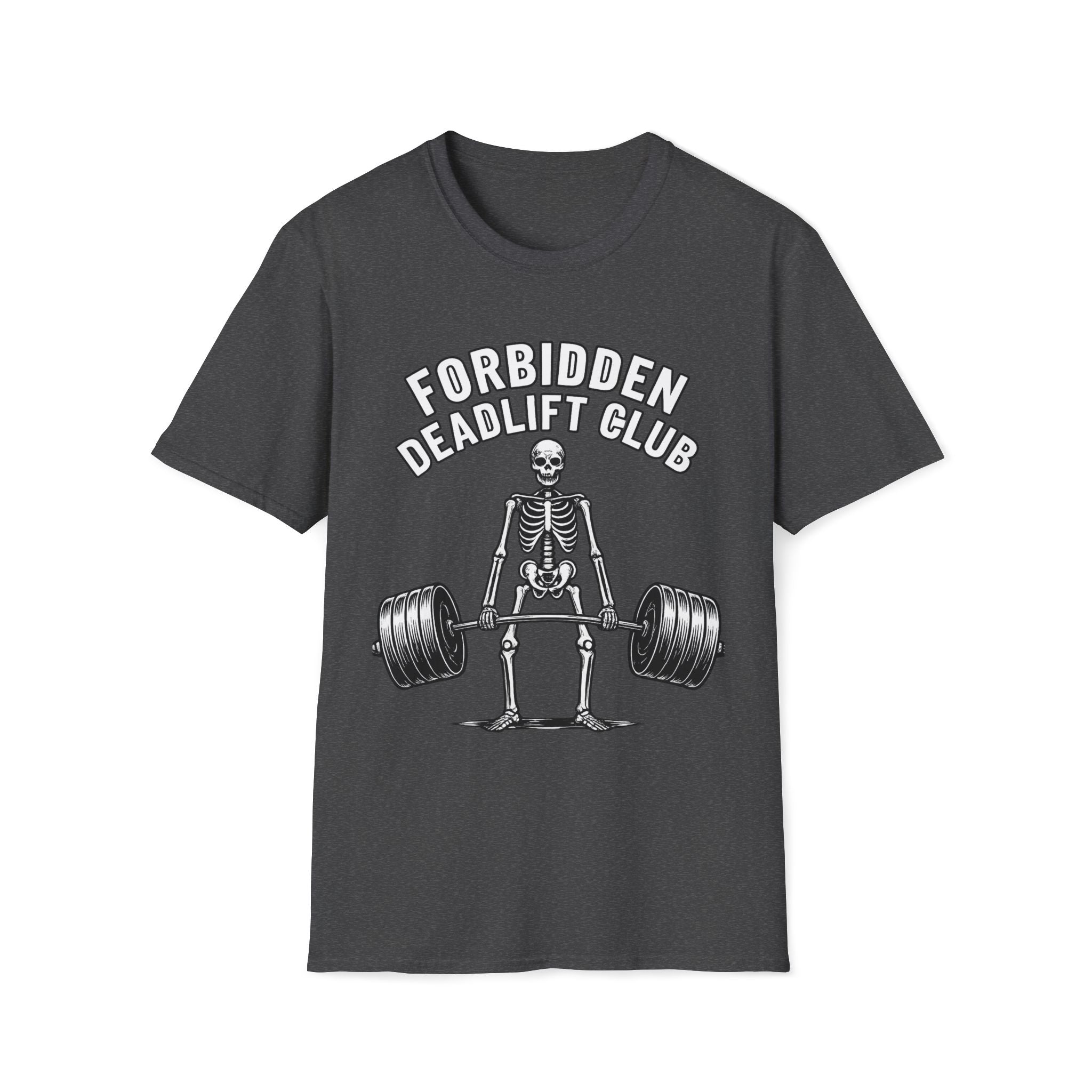 Forbidden Deadlift Club — Funny Skeleton Weightlifting T-Shirt