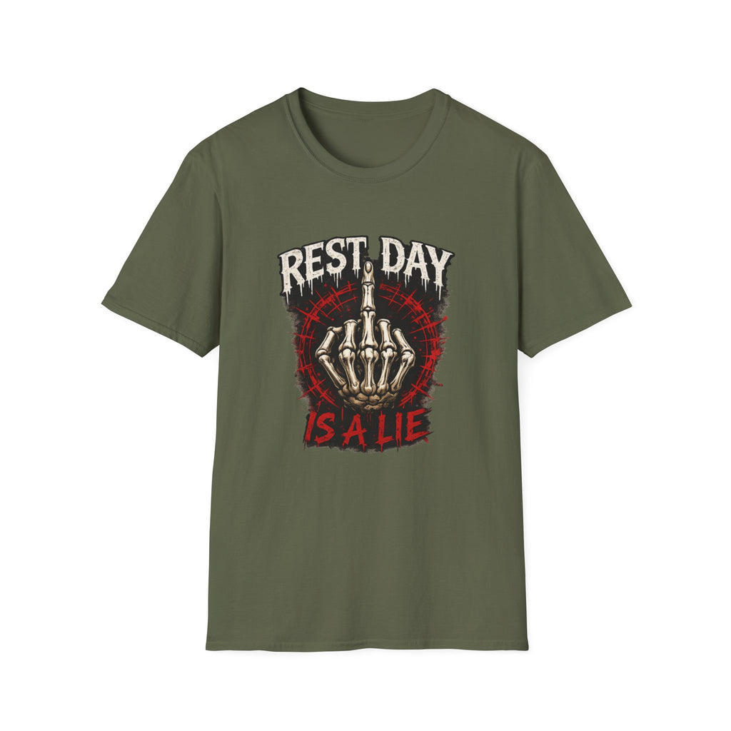 Rest Day Is A Lie — Funny Skeleton Gym T-Shirt
