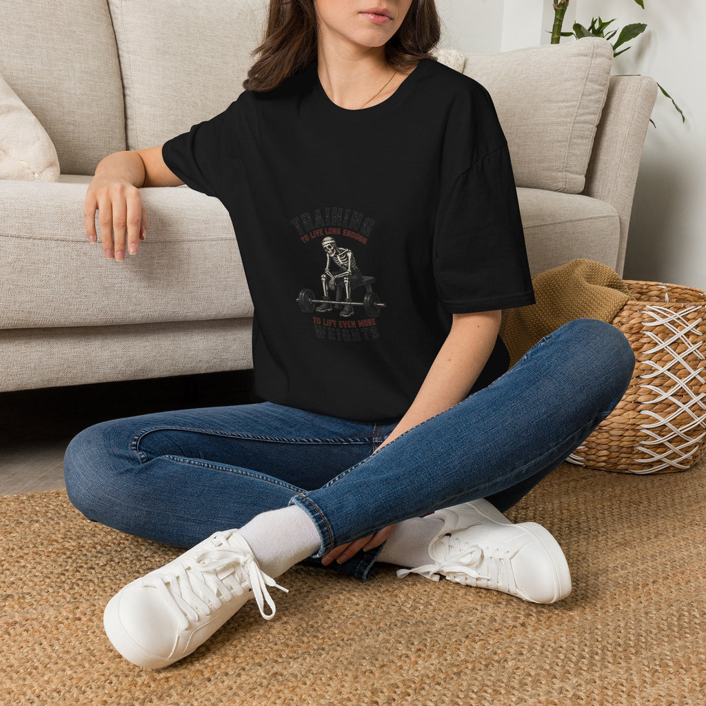 Training To Live Long Enough To Lift More — Funny Skeleton Gym T-Shirt
