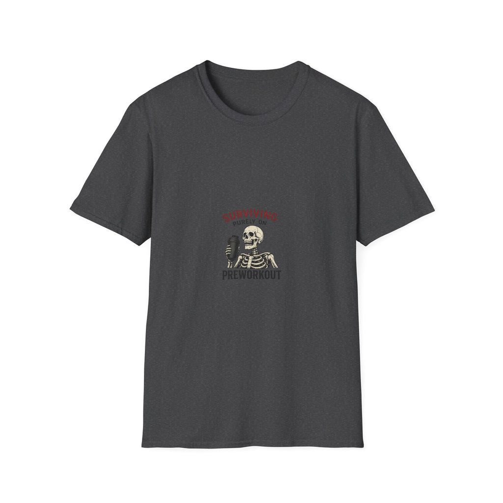 Surviving Purely On Pre-Workout — Funny Skeleton Gym T-Shirt
