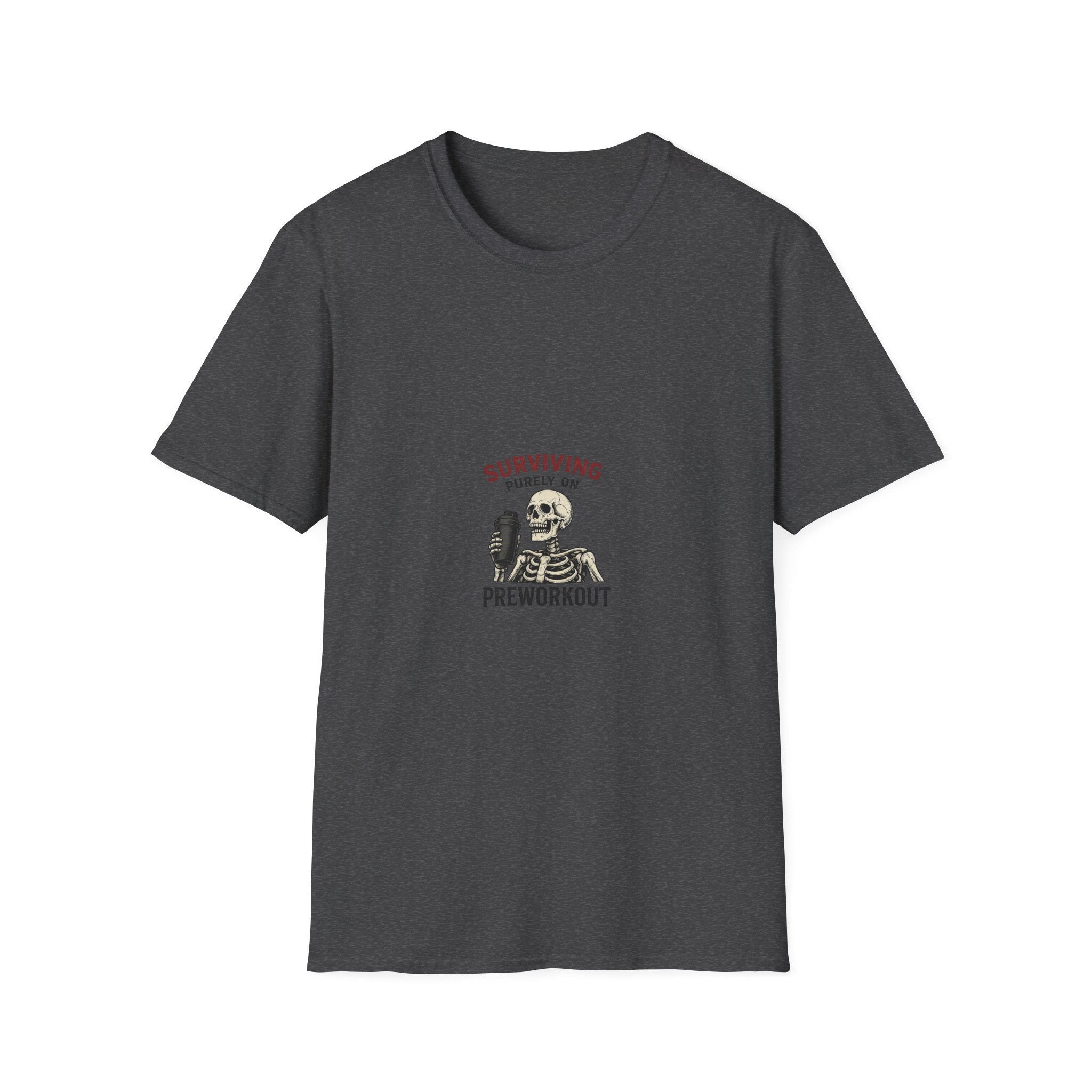Surviving Purely On Pre-Workout — Funny Skeleton Gym T-Shirt