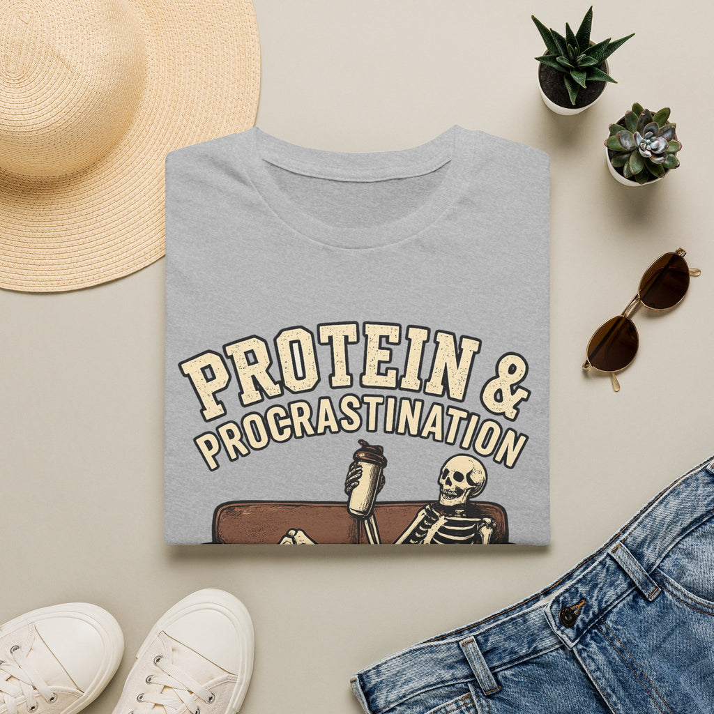 Protein & Procrastination — Funny Skeleton Gym T-Shirt