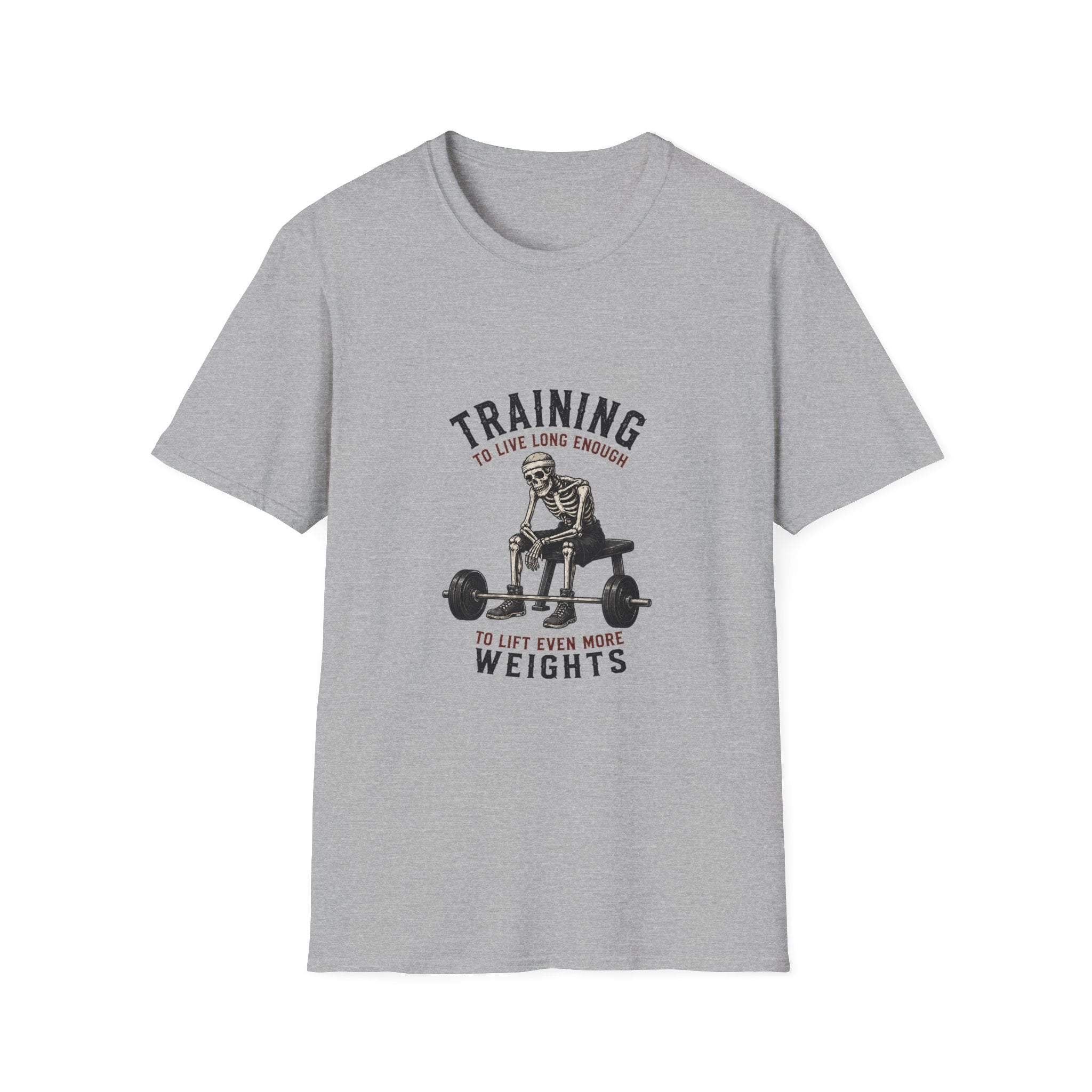 Training To Live Long Enough To Lift More Funny Skeleton Gym T-Shirt