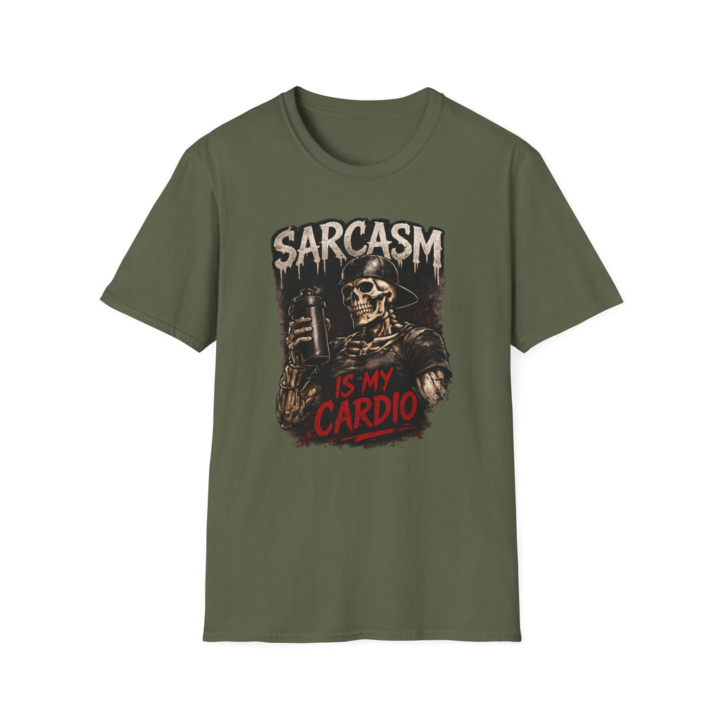 Sarcasm Is My Cardio — Funny Skeleton Gym T-Shirt