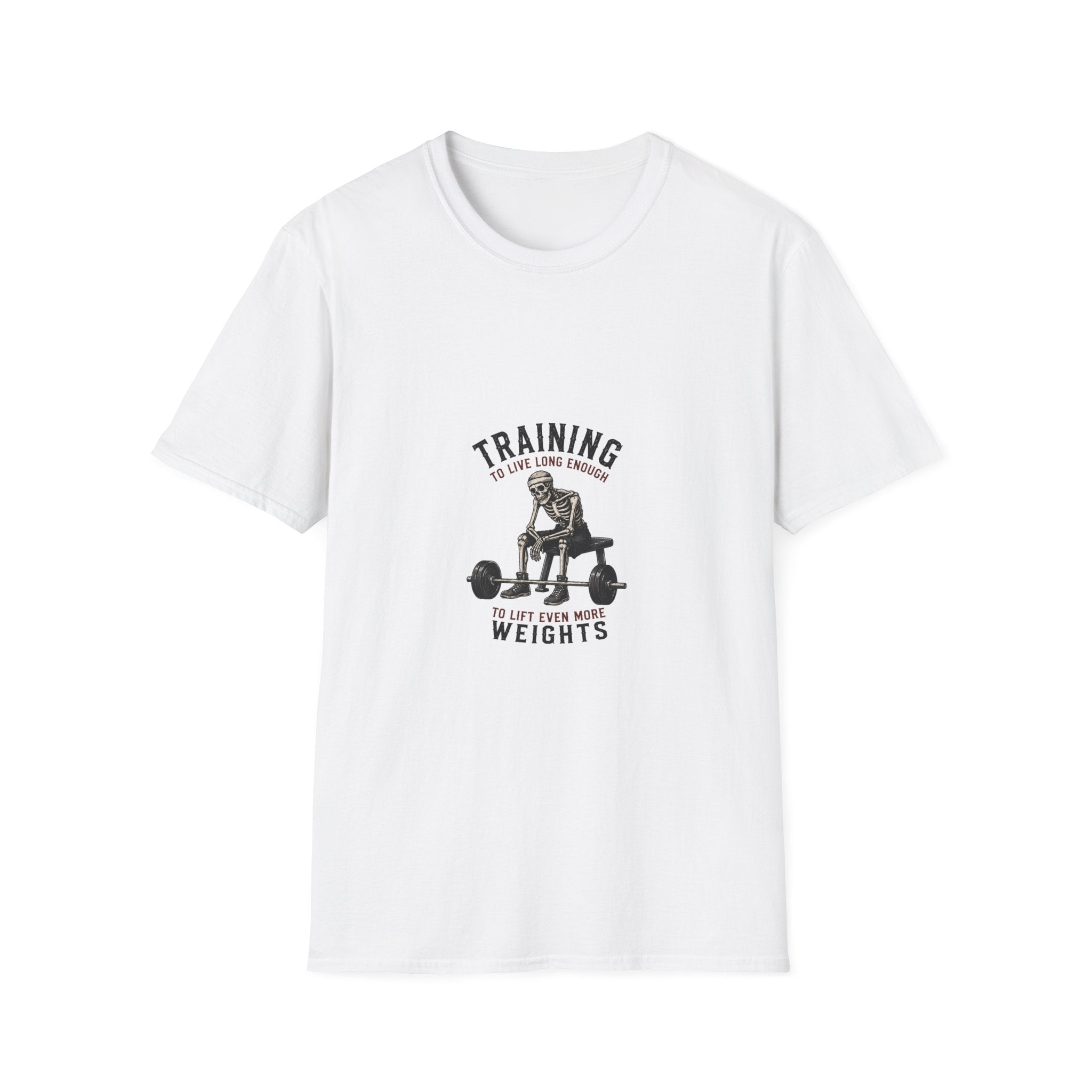 Training To Live Long Enough To Lift More — Funny Skeleton Gym T-Shirt