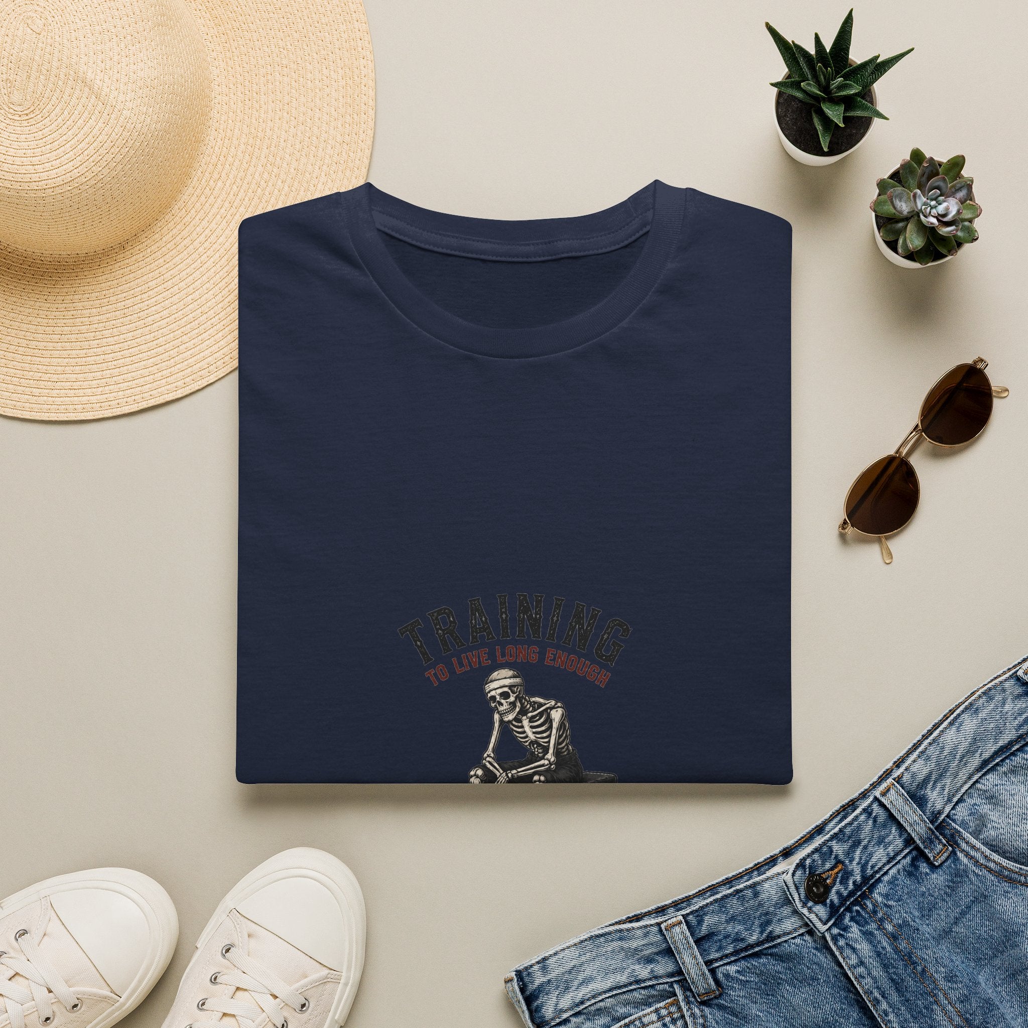 Training To Live Long Enough To Lift More — Funny Skeleton Gym T-Shirt