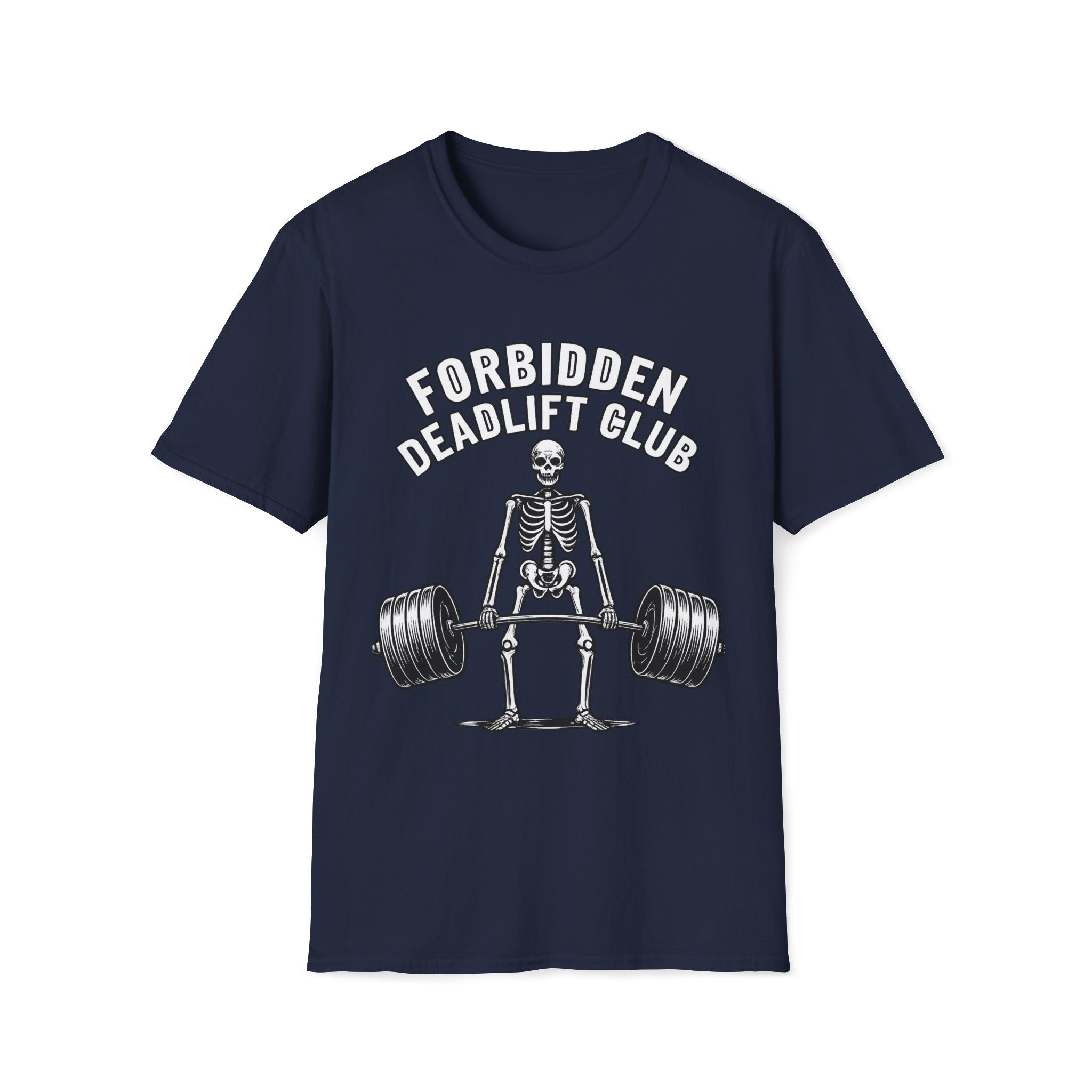 Forbidden Deadlift Club — Funny Skeleton Weightlifting T-Shirt