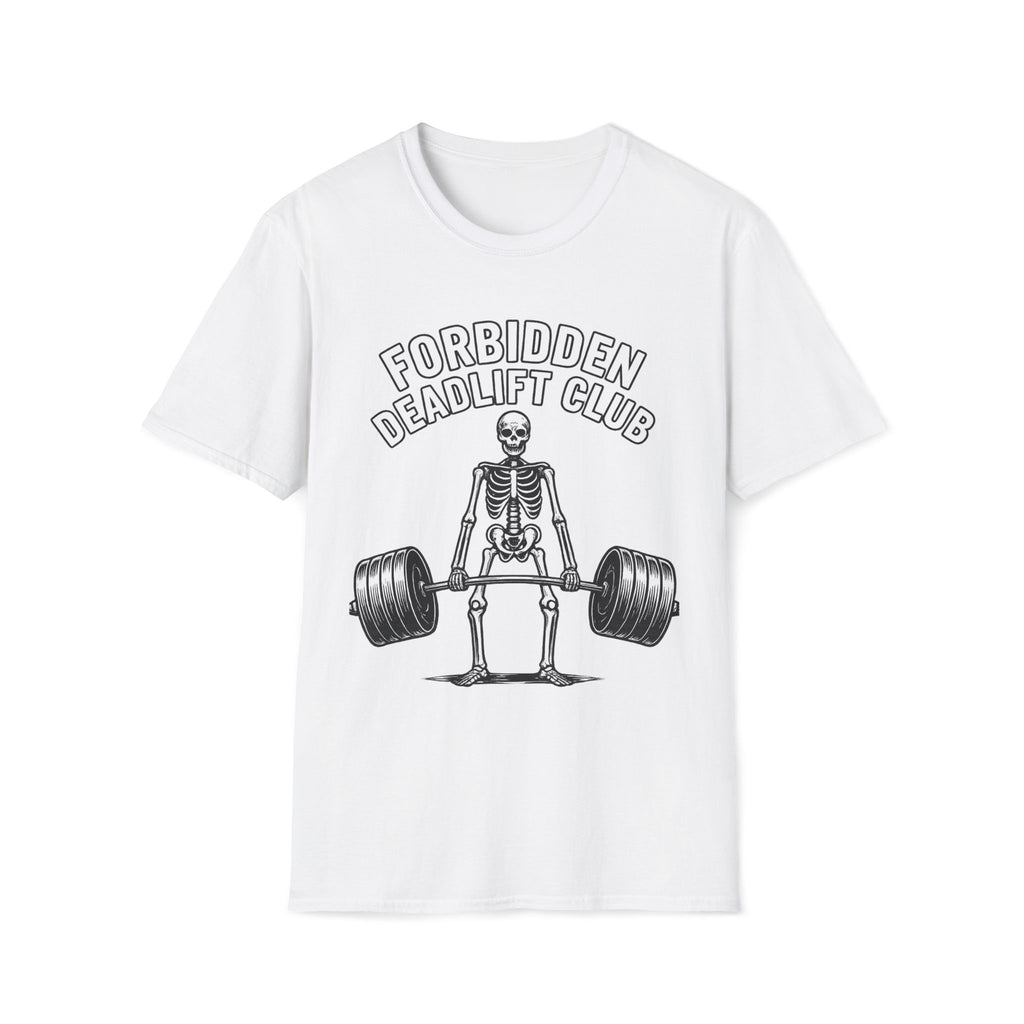 Forbidden Deadlift Club — Funny Skeleton Weightlifting T-Shirt