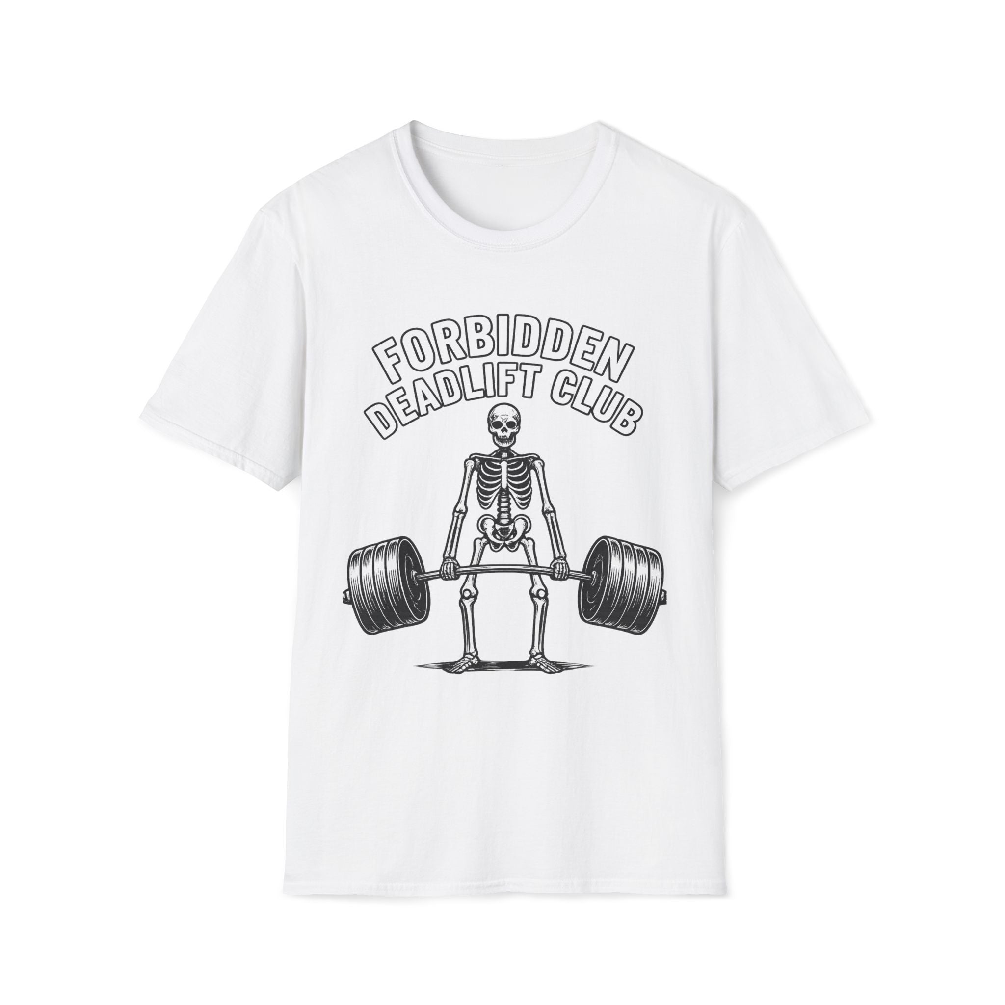 Forbidden Deadlift Club — Funny Skeleton Weightlifting T-Shirt