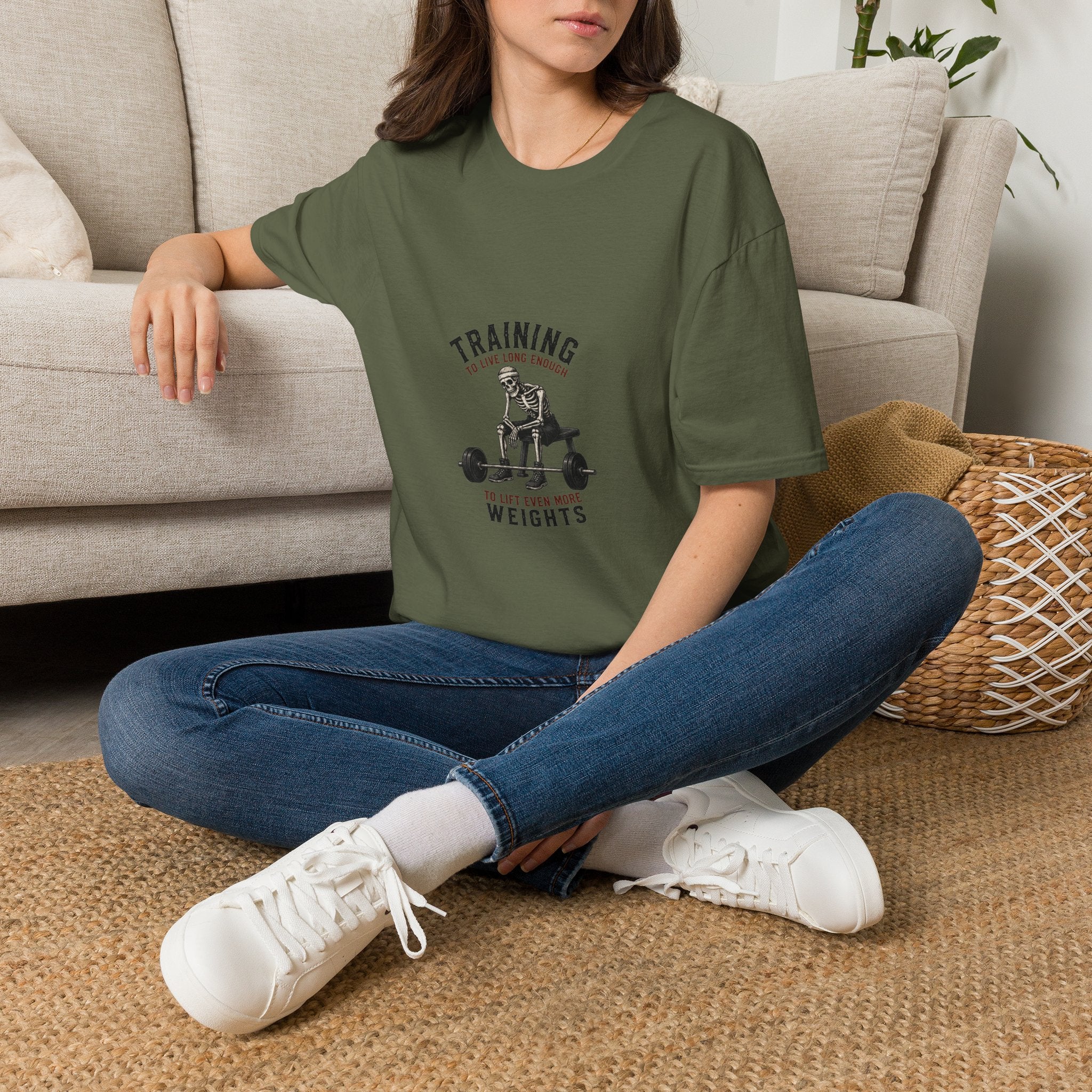 Training To Live Long Enough To Lift More — Funny Skeleton Gym T-Shirt