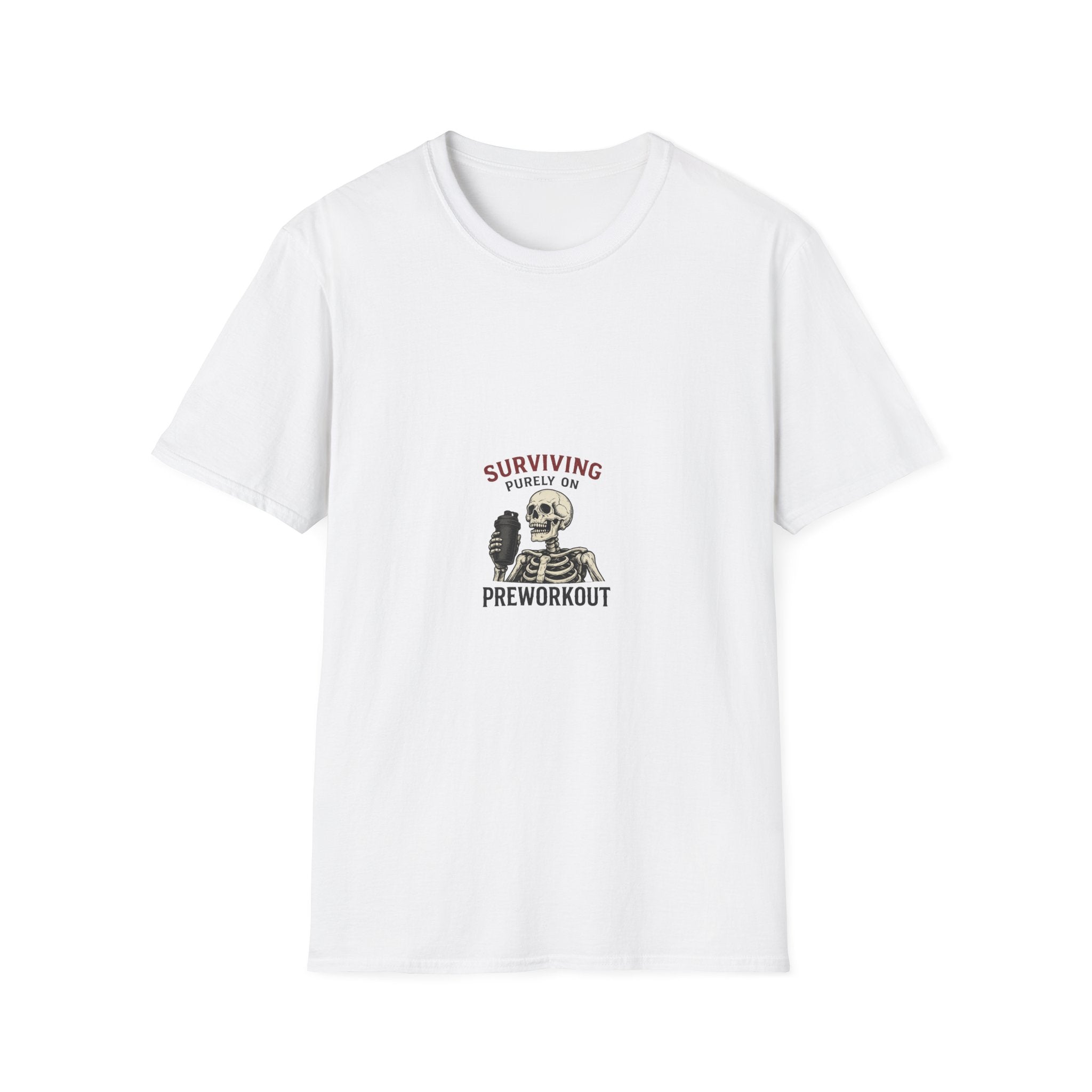 Surviving Purely On Pre-Workout — Funny Skeleton Gym T-Shirt