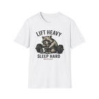 Lift Heavy, Sleep Hard, Repeat — Funny Raccoon Gym T-Shirt