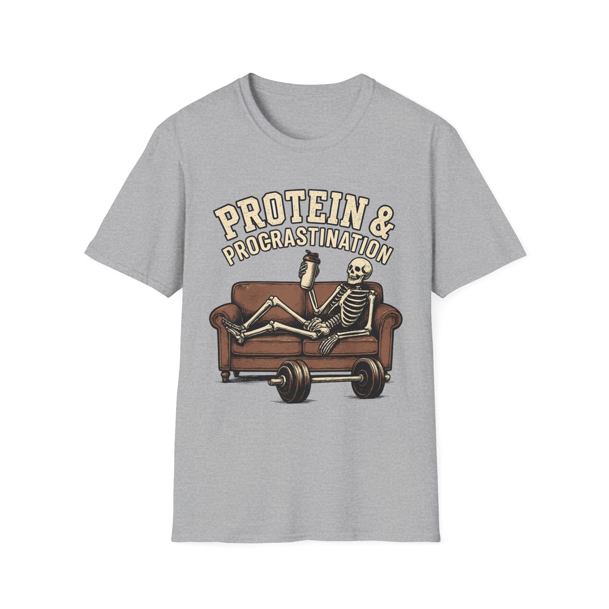 Protein & Procrastination — Funny Skeleton Gym T-Shirt